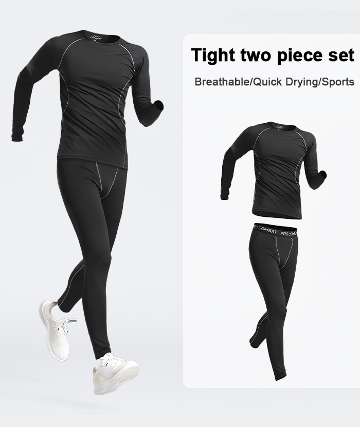 ZITY Men's Dri Fit Sports Shirt Tight Pant 2 Piece Compression Set-DUMTR05982