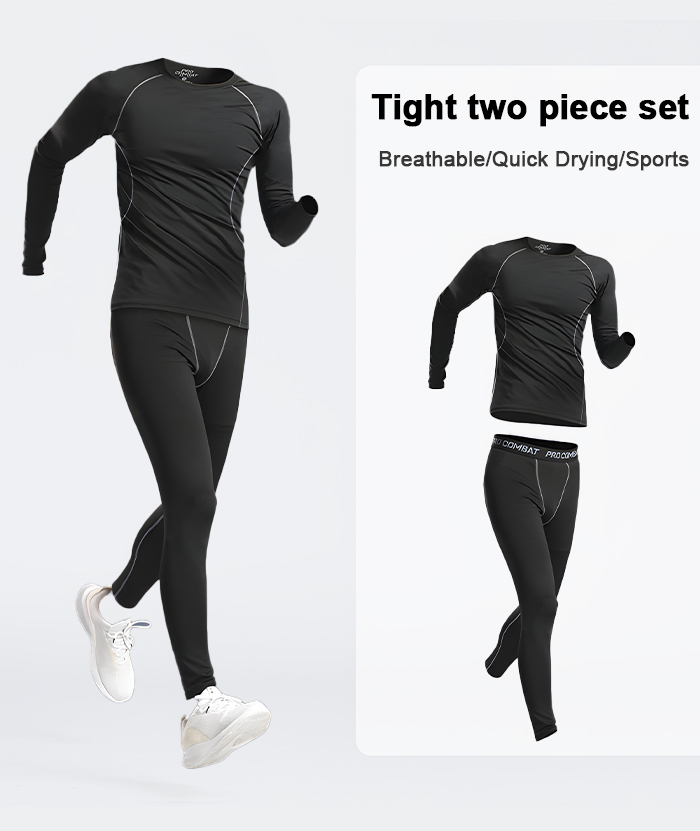 ZITY Men's Dri Fit Sports Shirt Tight Pant 2 Piece Compression Set-DUMTR05982