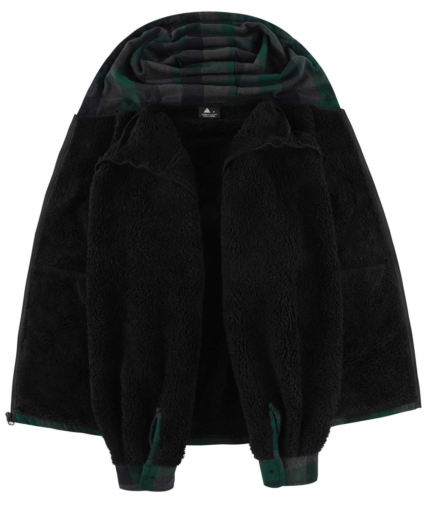 ZITY Men's Autumn Winter Plaid Thick Sherpa Line Hoodie-CUMJA05731