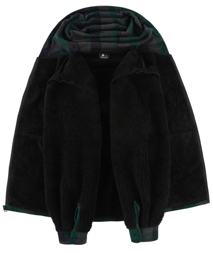 ZITY Men's Autumn Winter Plaid Thick Sherpa Line Hoodie-CUMJA05731