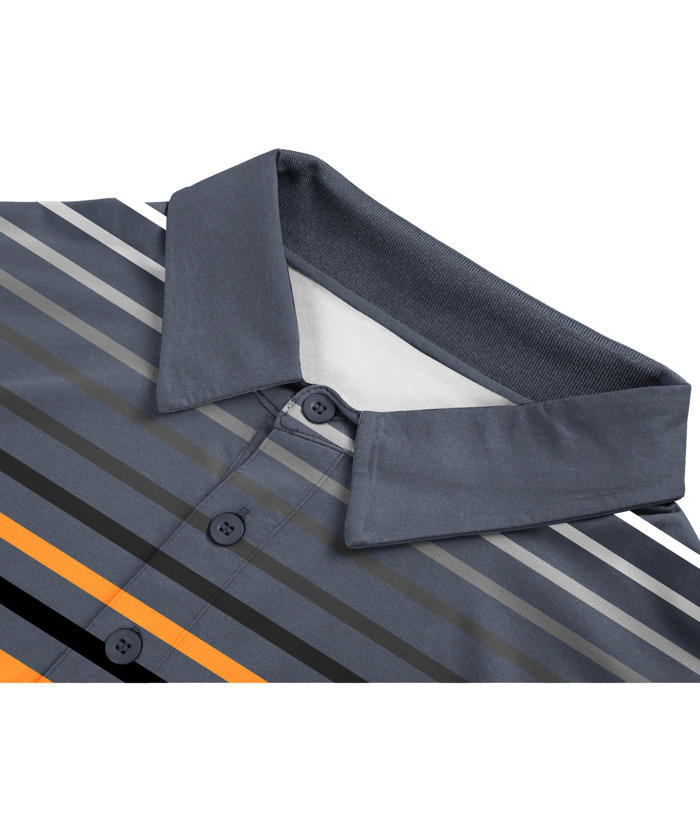 ZITY Men's Striped Color Block Dri Fit Polo Shirt-APOH700052