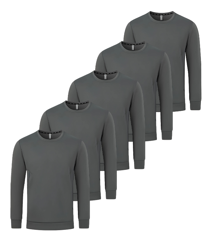 5 Pack Men's Athletic Fit Solid Color Long Sleeve T-Shirt-DZUHE00175