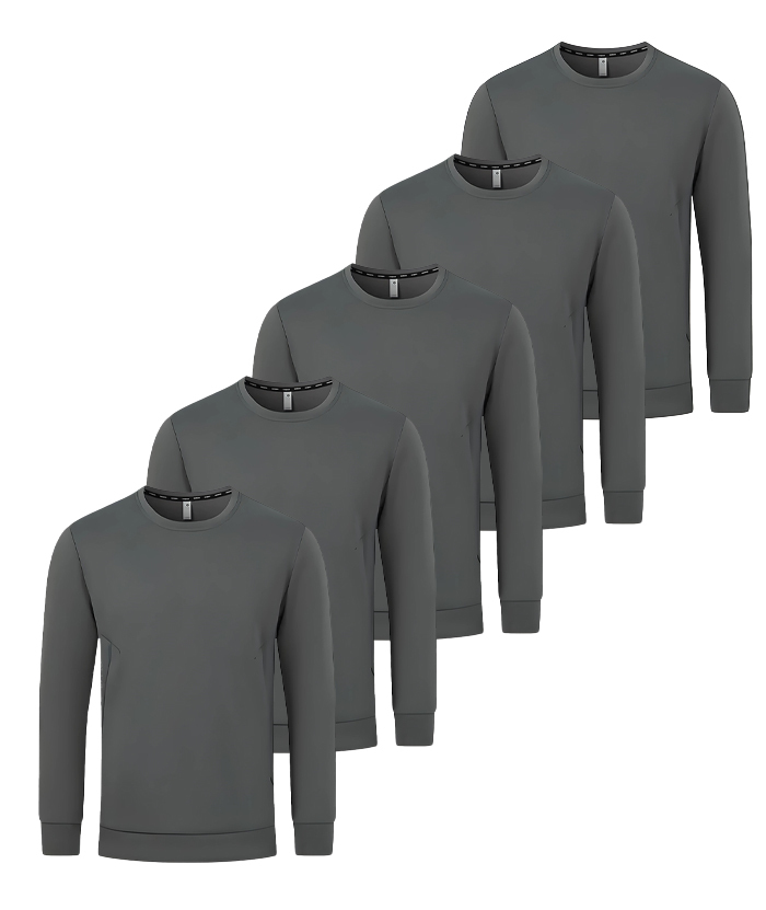 5 Pack Men's Athletic Fit Solid Color Long Sleeve T-Shirt-DZUHE00175