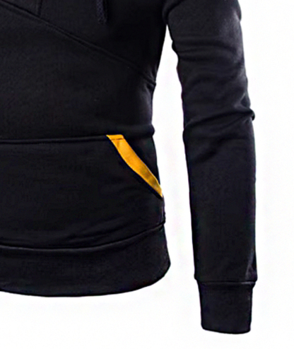 ZITY Men's Button Collar Long Sleeve with Pocket Casual Hoodie-DUMFH05036|Zitysports