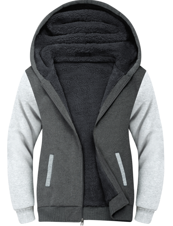 ZITY Men's Full Zip Up Contrast Color Fleece Hoodie-zity1712