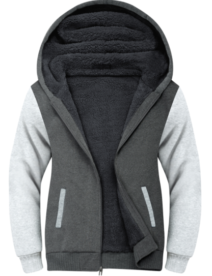 ZITY Men's Full Zip Up Contrast Color Fleece Hoodie-zity1712