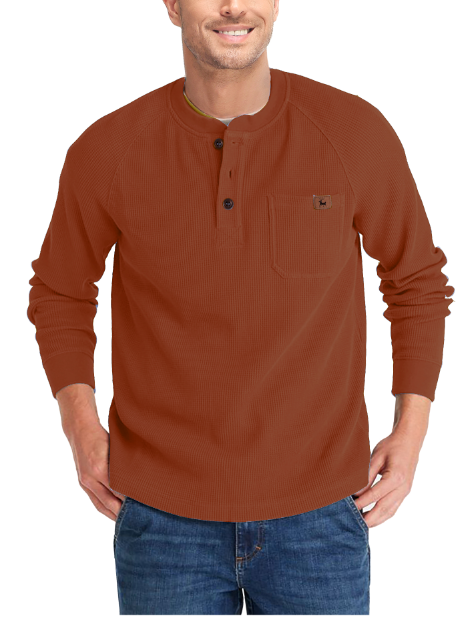 ZITY Men's Long Sleeve Casual Waffle Thermal Henley Shirt-CUMLS03493