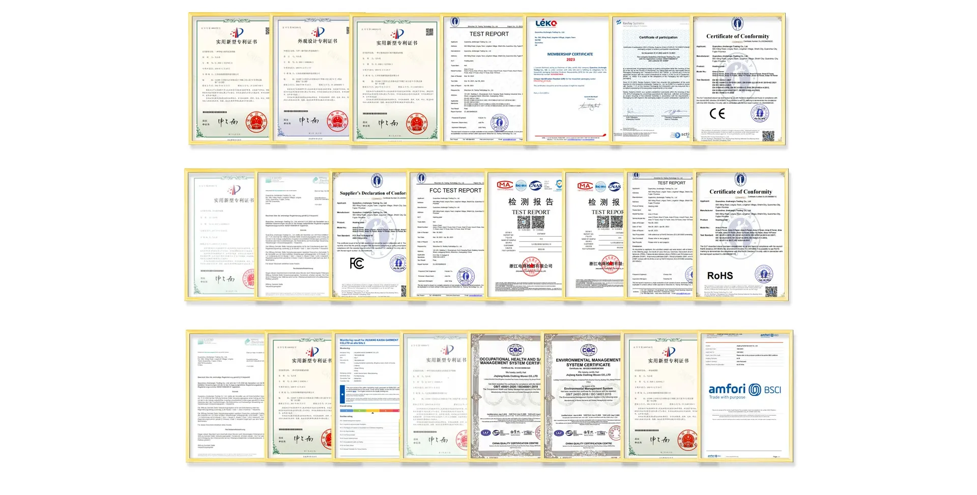multiple internationally recognized certifications we obtianed