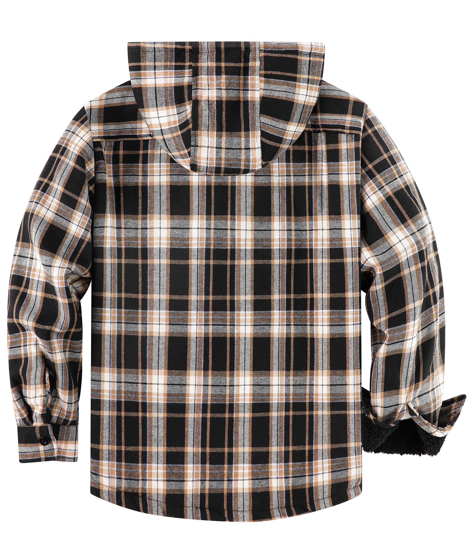 ZITY Men's Autumn Winter Plaid Thick Sherpa Line Hoodie-CUMJA05731