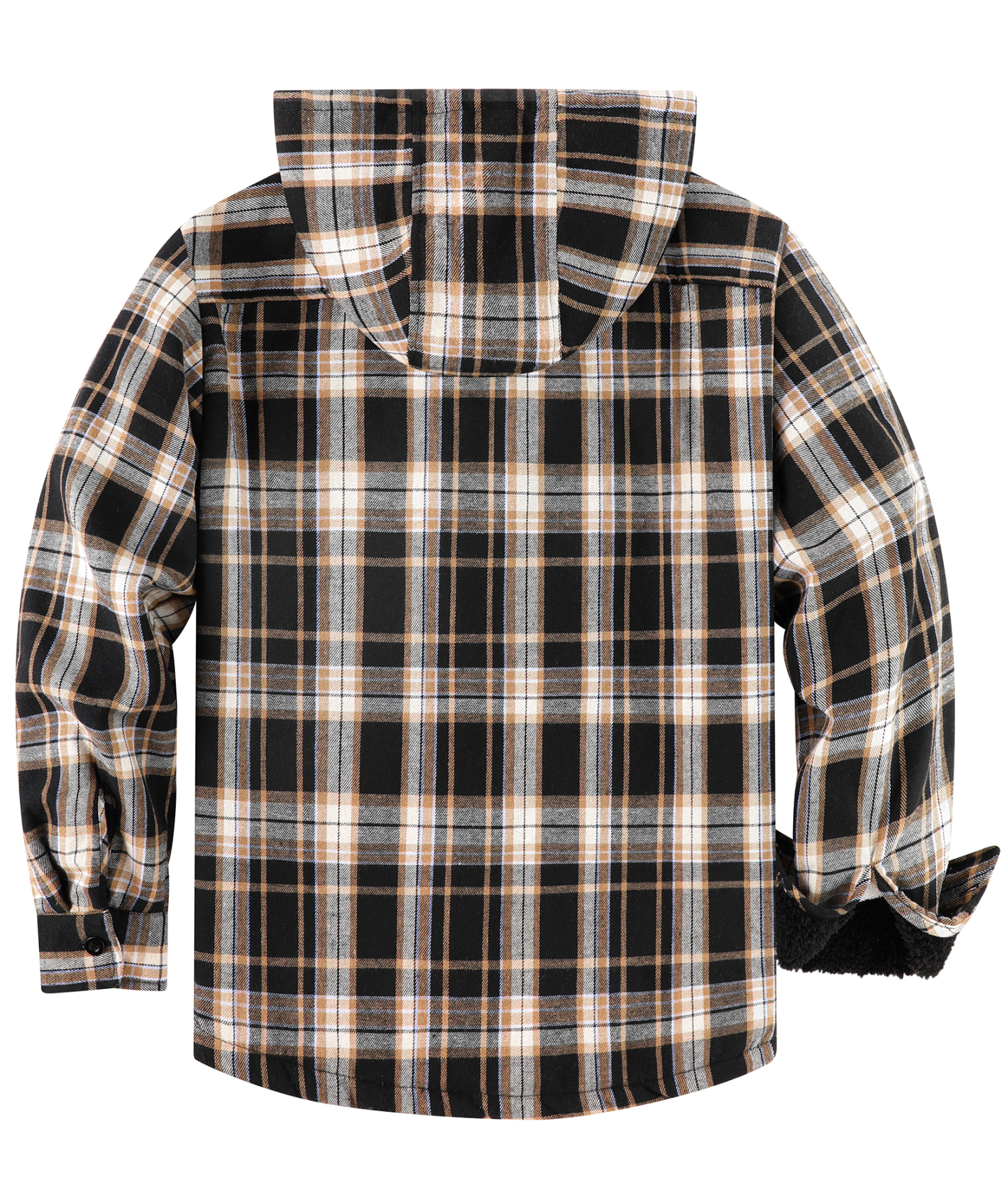 ZITY Men's Autumn Winter Plaid Thick Sherpa Line Hoodie-CUMJA05731