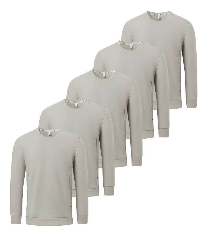 5 Pack Men's Athletic Fit Solid Color Long Sleeve T-Shirt-DZUHE00175