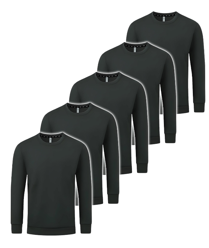 5 Pack Men's Athletic Fit Solid Color Long Sleeve T-Shirt-DZUHE00175