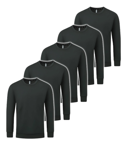 5 Pack Men's Athletic Fit Solid Color Long Sleeve T-Shirt-DZUHE00175