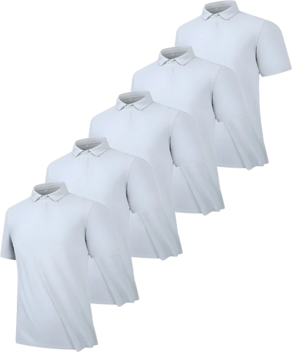 5 Pack Men's Button Up Workout Dry Fit Polo Shirt-DZUHE00186