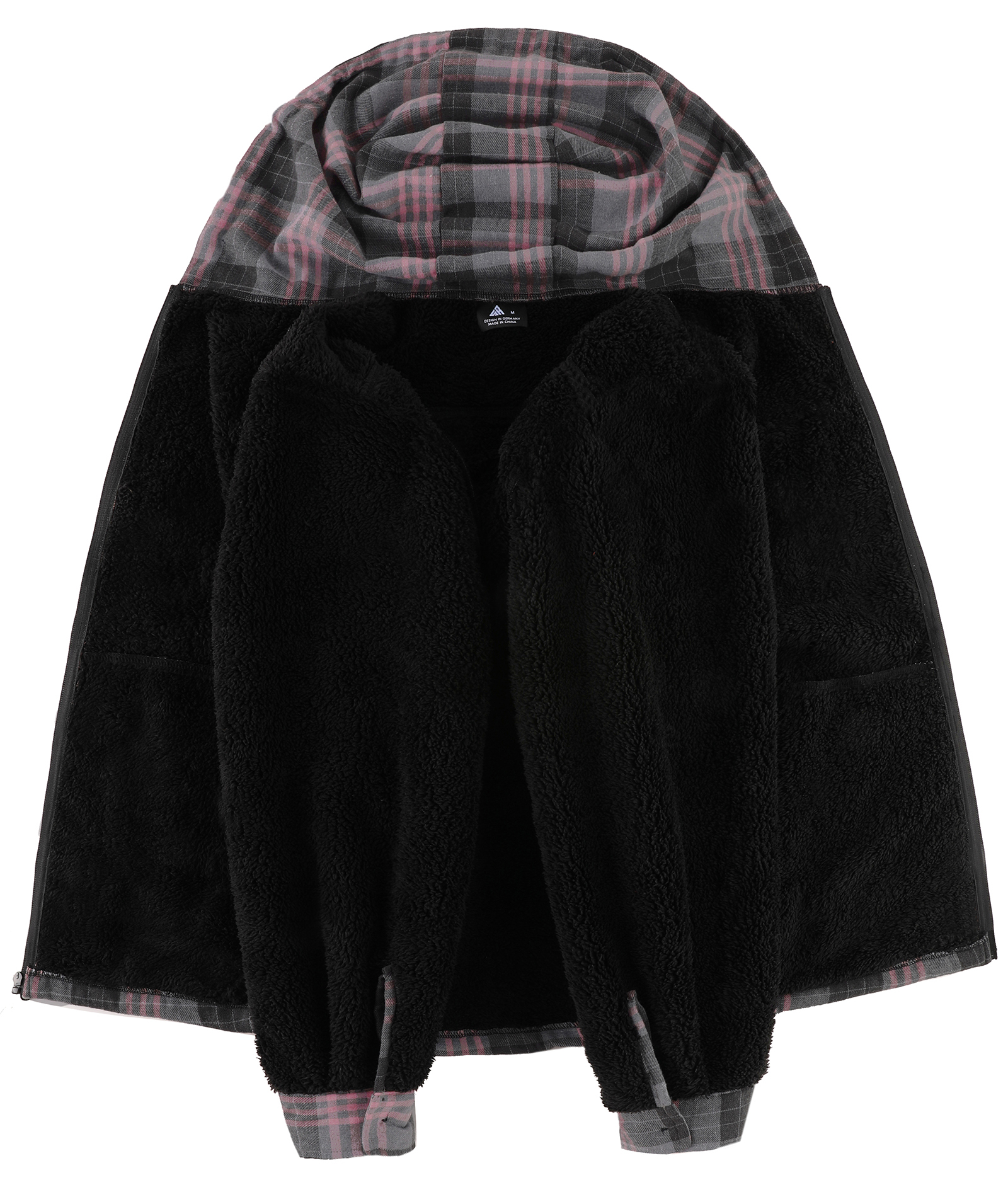 ZITY Men's Autumn Winter Plaid Thick Sherpa Line Hoodie-CUMJA05731