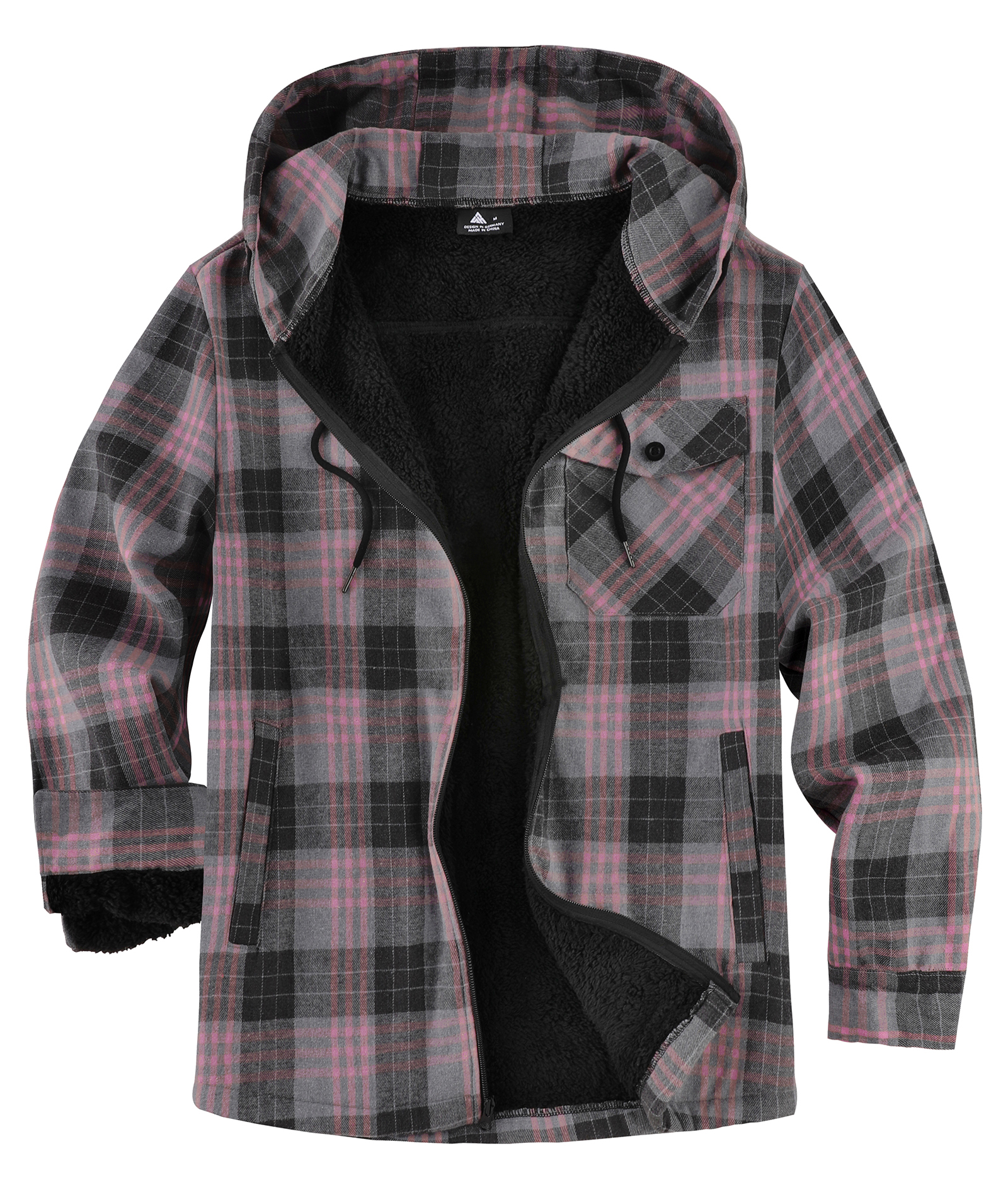 ZITY Men's Autumn Winter Plaid Thick Sherpa Line Hoodie-CUMJA05731