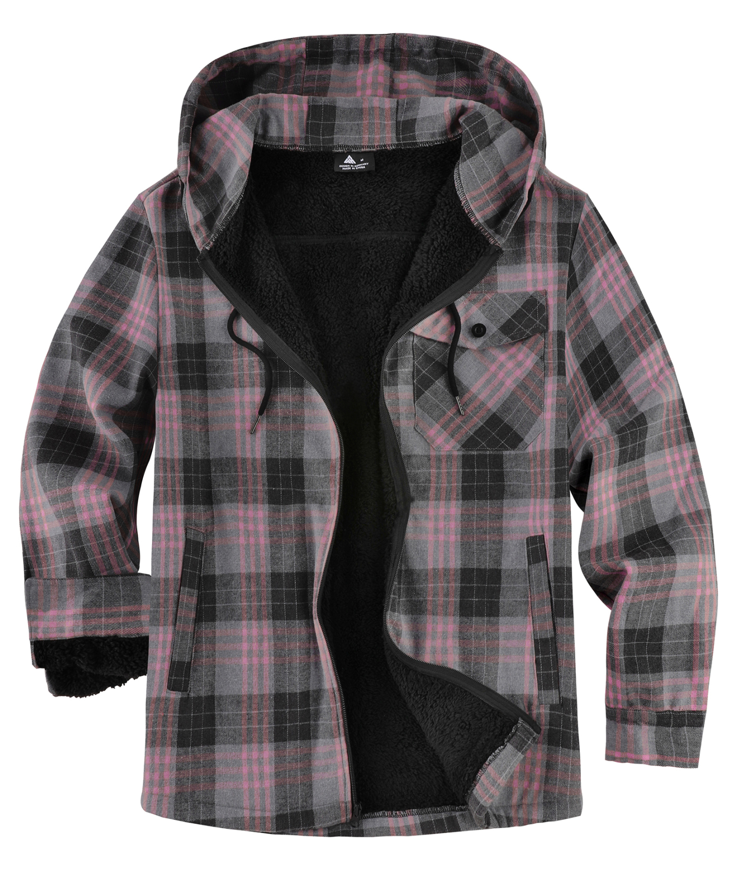 ZITY Men's Autumn Winter Plaid Thick Sherpa Line Hoodie-CUMJA05731