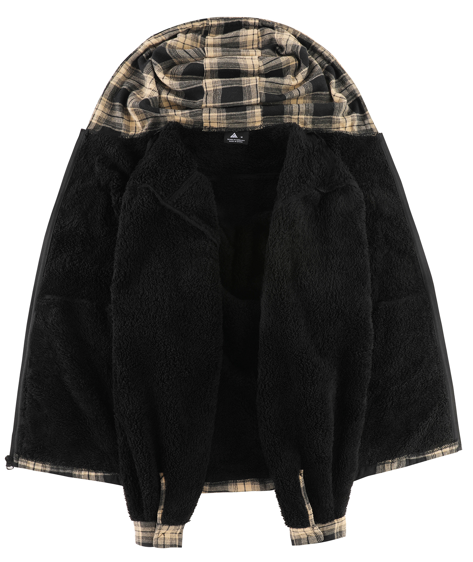 ZITY Men's Autumn Winter Plaid Thick Sherpa Line Hoodie-CUMJA05731