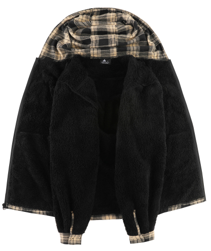 ZITY Men's Autumn Winter Plaid Thick Sherpa Line Hoodie-CUMJA05731