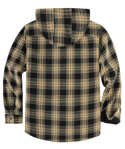 ZITY Men's Autumn Winter Plaid Thick Sherpa Line Hoodie-CUMJA05731