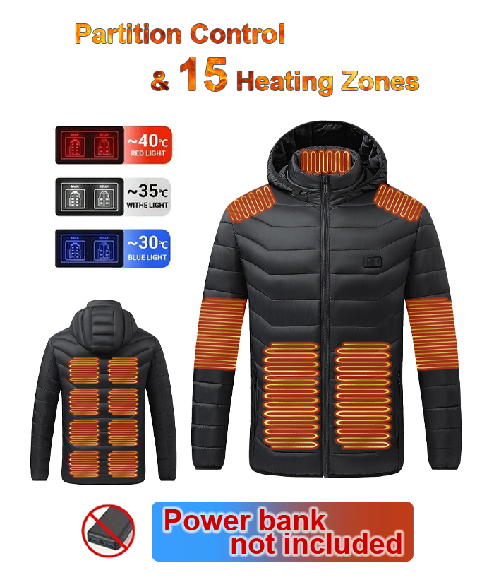 Unisex Dual Control 15 Heating Zones Heated Jacket | Zitysports