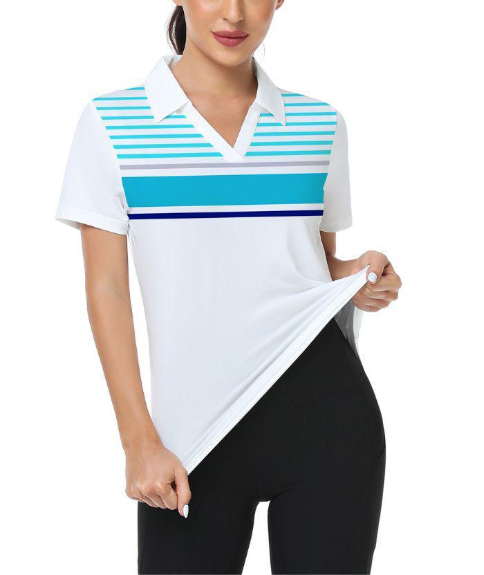ZITY Women's Quick Dry Striped Slim Fit Golf Polo Shirt-CFWZZ00049