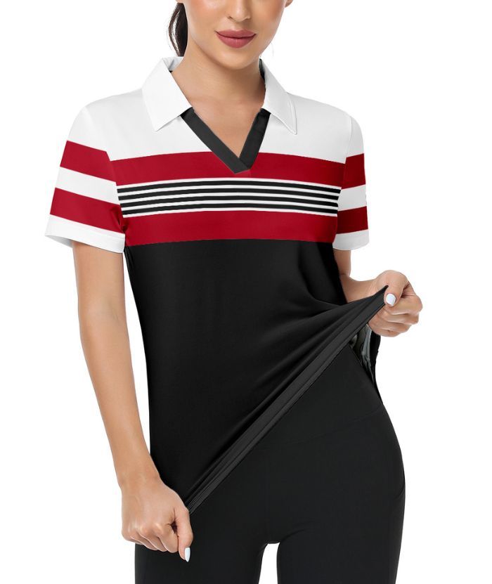 ZITY Women's Dri Fit Casual V Neck Golf Polo Shirt-CFWTX00037