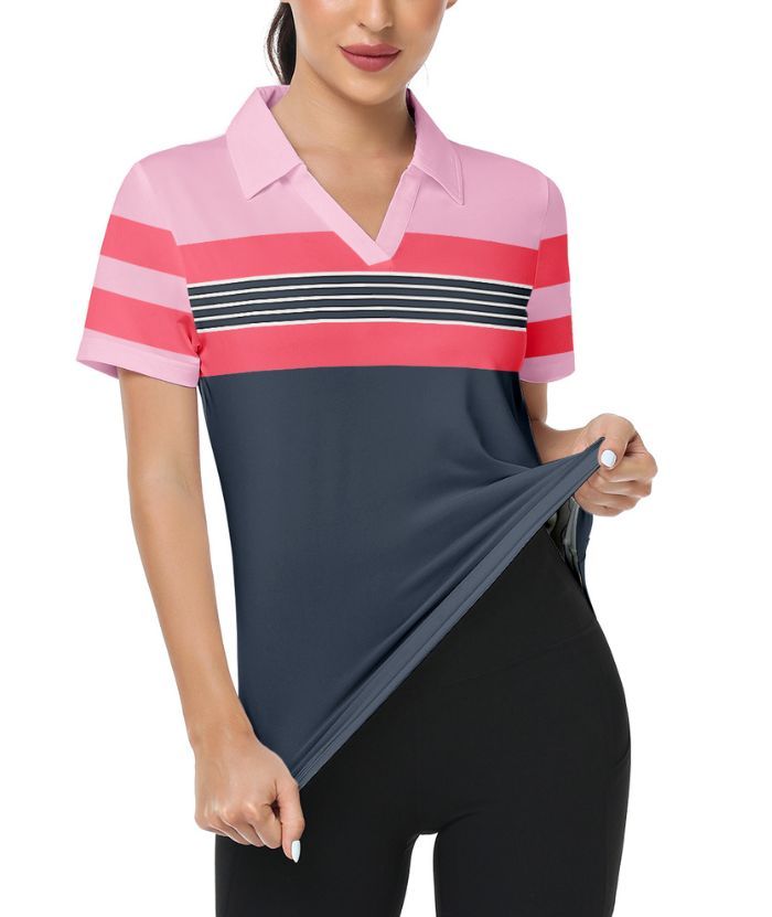 ZITY Women's Dri Fit Casual V Neck Golf Polo Shirt-CFWTX00037