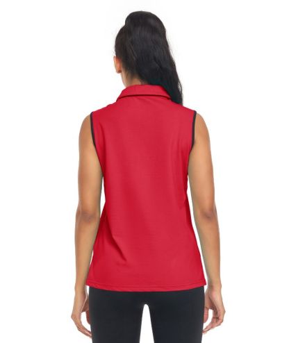 ZITY Women's Sleeveless Quarter Zip Golf Polo Shirt-CUWPO01362