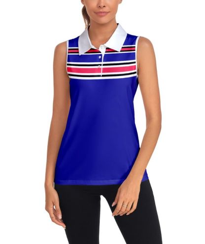 ZITY Women's Striped Slim Fit Golf Polo Shirt-CUWBP02264