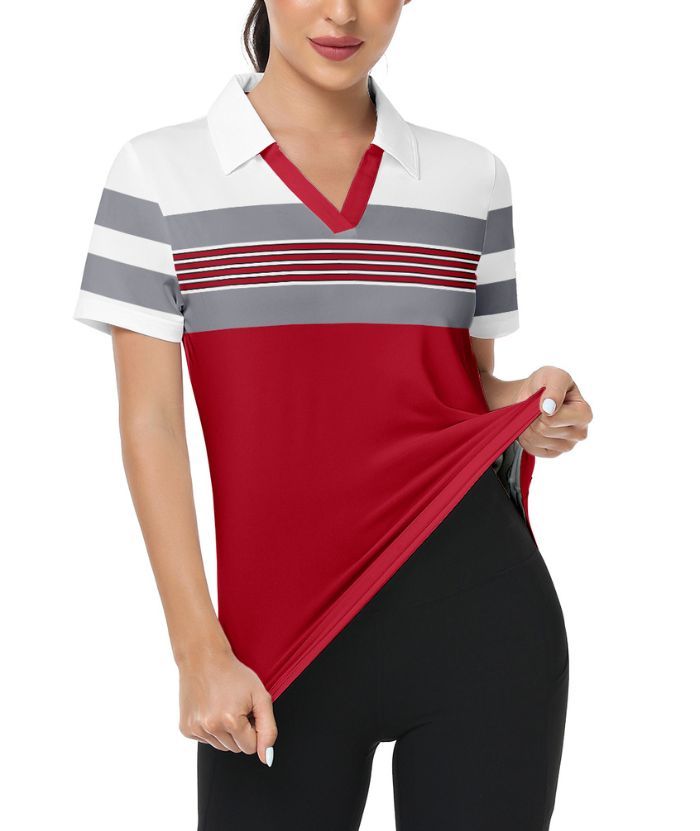 ZITY Women's Dri Fit Casual V Neck Golf Polo Shirt-CFWTX00037