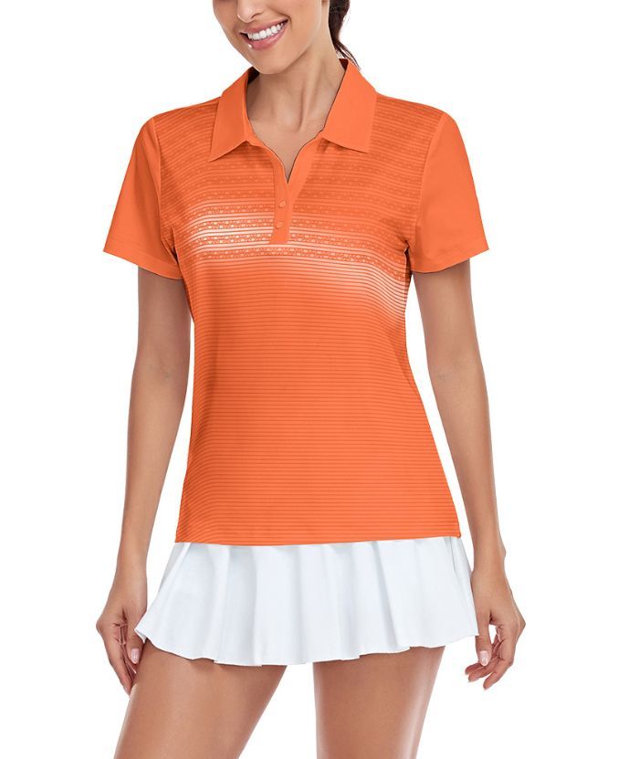 ZITY Women's Orange Slim Fit Casual Golf Polo Shirt-CUWPO02128