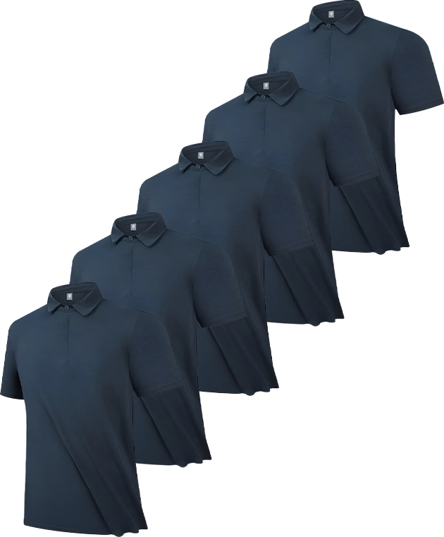 5 Pack Men's Button Up Workout Dry Fit Polo Shirt-DZUHE00186