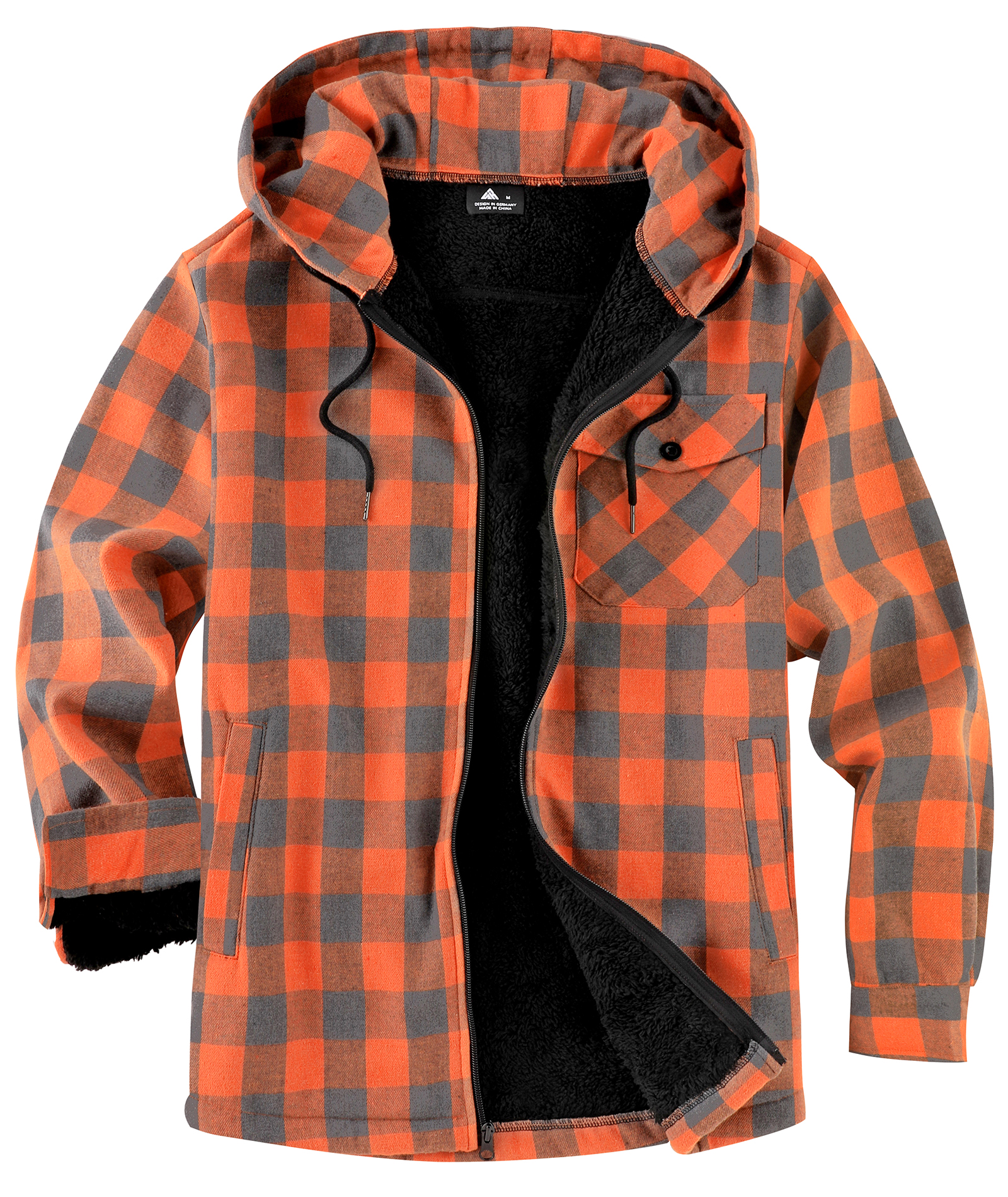 ZITY Men's Autumn Winter Plaid Thick Sherpa Line Hoodie-CUMJA05731