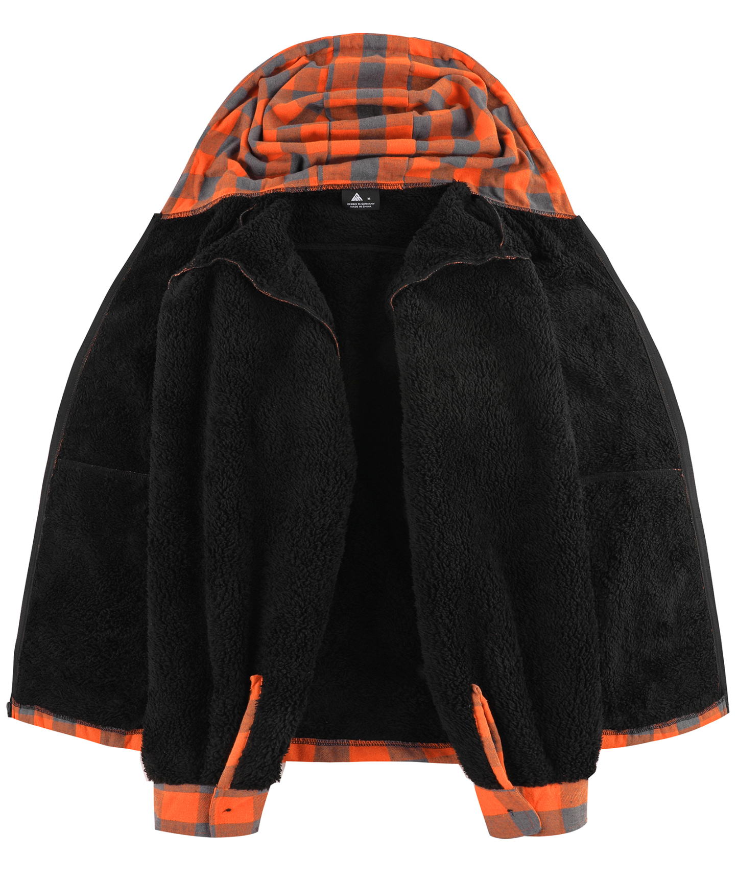 ZITY Men's Autumn Winter Plaid Thick Sherpa Line Hoodie-CUMJA05731