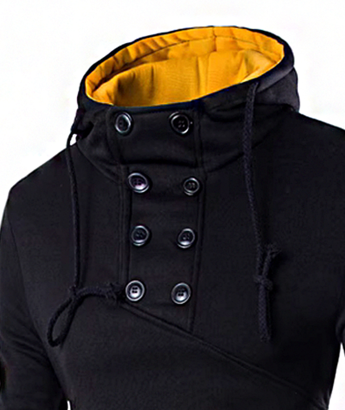 ZITY Men's Button Collar Long Sleeve with Pocket Casual Hoodie-DUMFH05036|Zitysports