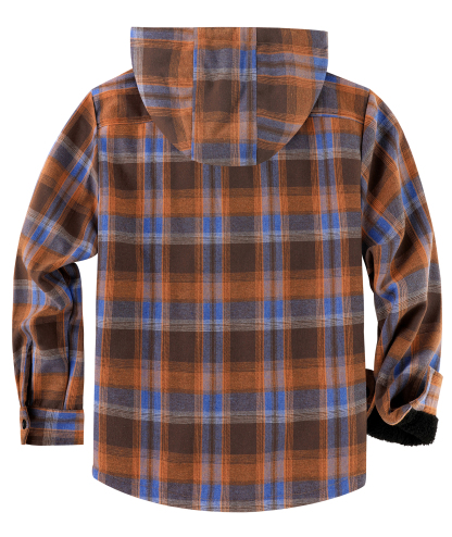 ZITY Men's Autumn Winter Plaid Thick Sherpa Line Hoodie-CUMJA05731