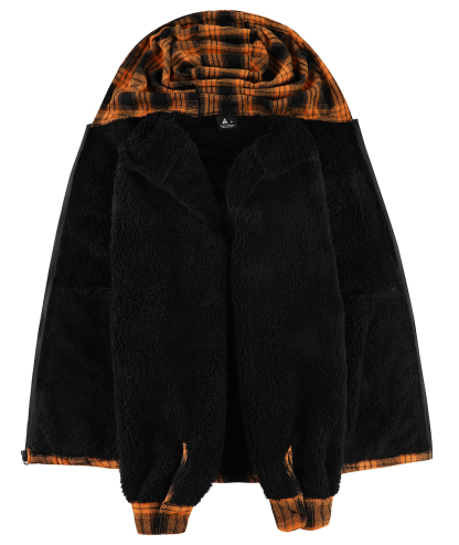 ZITY Men's Autumn Winter Plaid Thick Sherpa Line Hoodie-CUMJA05731