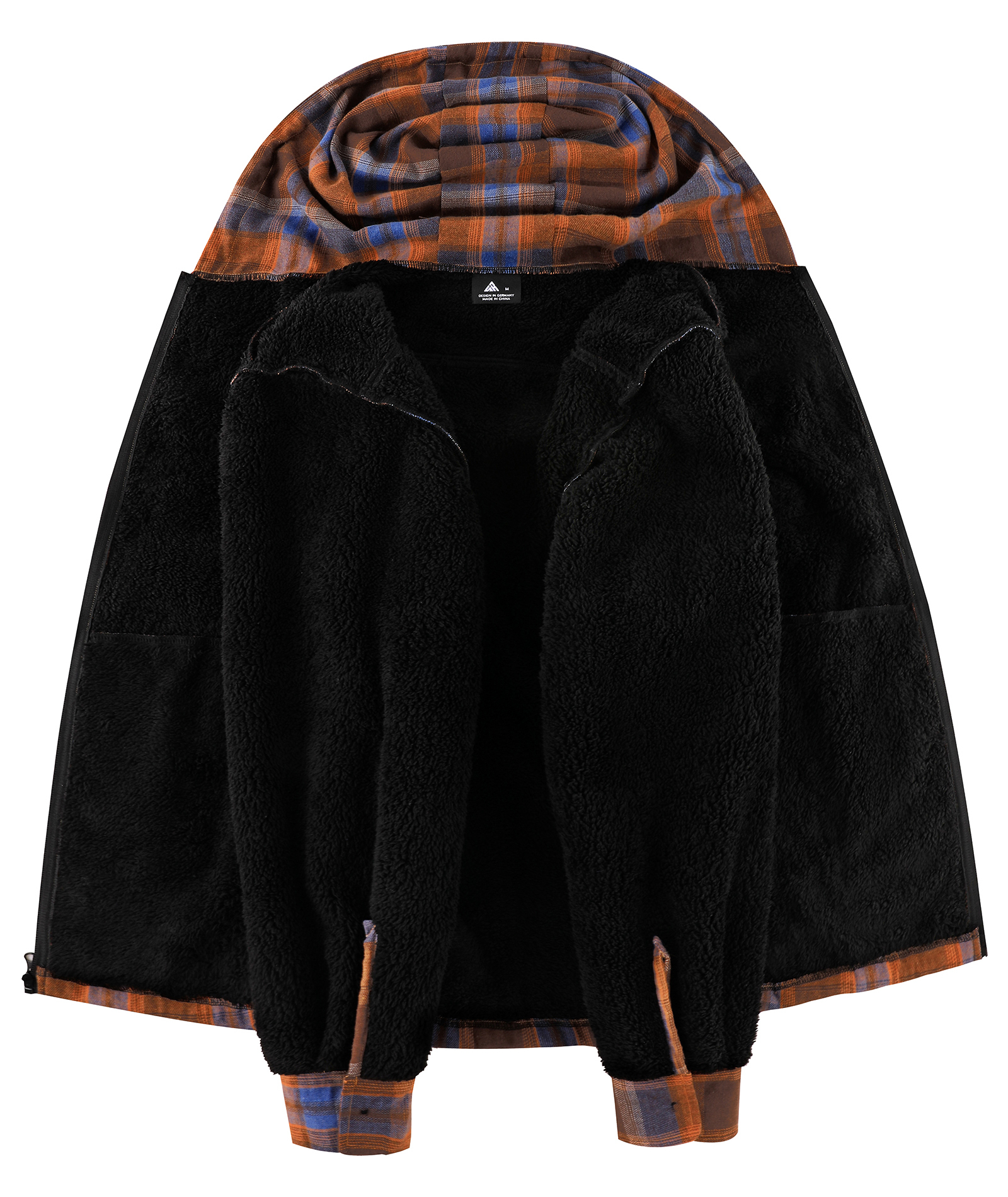 ZITY Men's Autumn Winter Plaid Thick Sherpa Line Hoodie-CUMJA05731