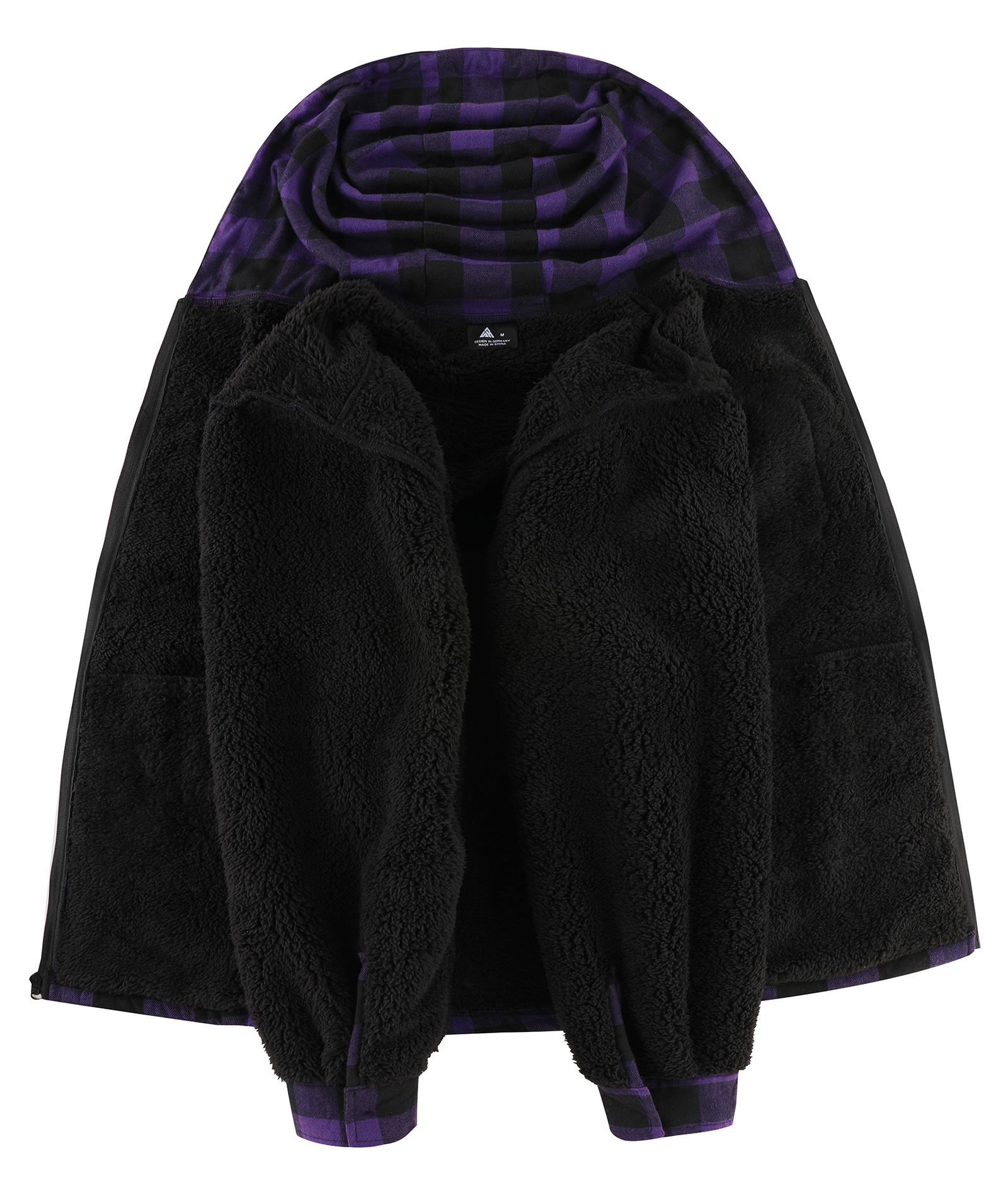 ZITY Men's Autumn Winter Plaid Thick Sherpa Line Hoodie-CUMJA05731