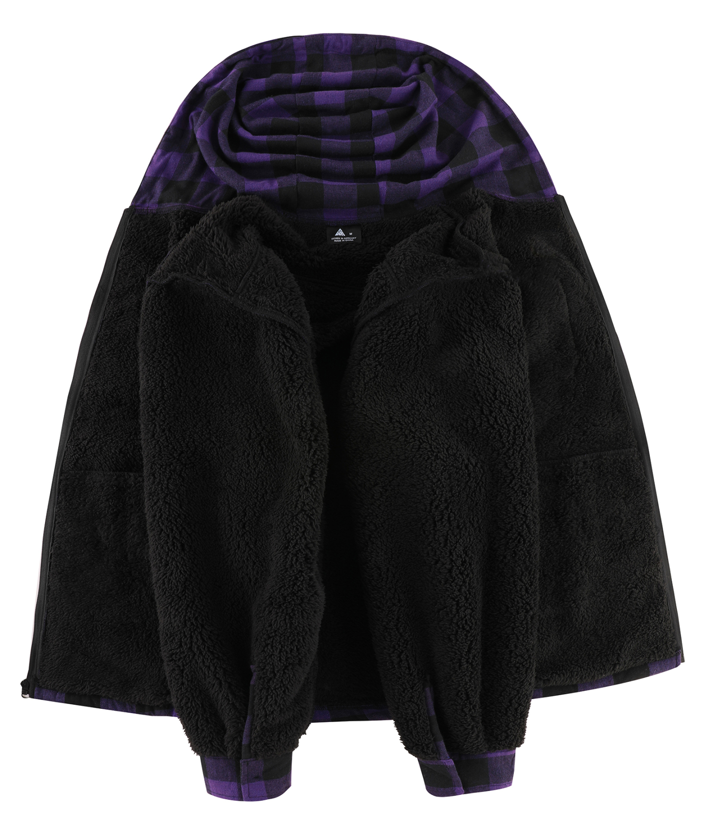 ZITY Men's Autumn Winter Plaid Thick Sherpa Line Hoodie-CUMJA05731