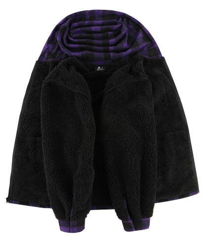 ZITY Men's Autumn Winter Plaid Thick Sherpa Line Hoodie-CUMJA05731