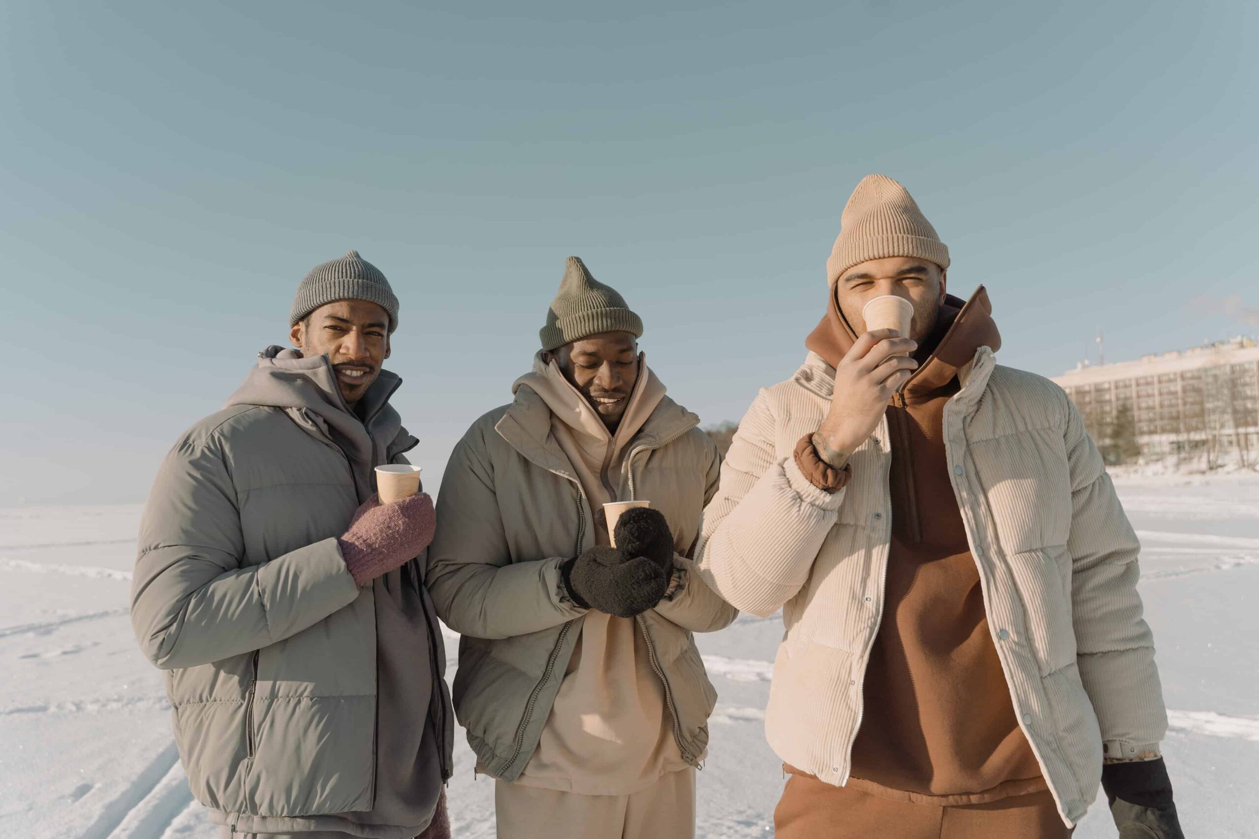 Pullover Hoodie Paired with a Down Jacket for cold days
