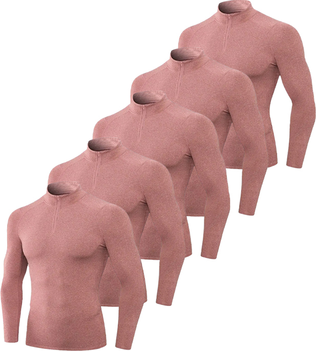 5 Pack Men's Quarter Zip Sports Compression Shirt-DZUHE00188
