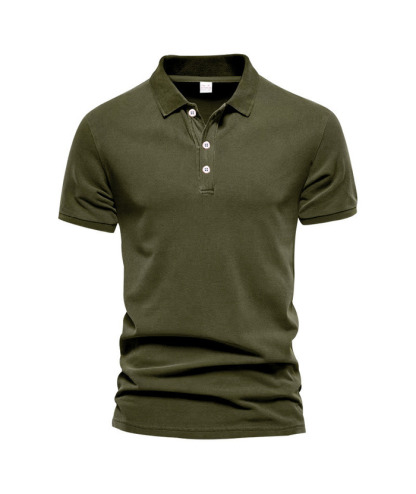 Men's Casual Summer Solid Color Slim Fit Polo Shirt-DUMPO06025