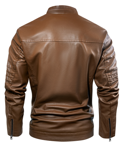 ZITY Men's Full Zipper Regular Fit Leather Jacket-ZPK007130