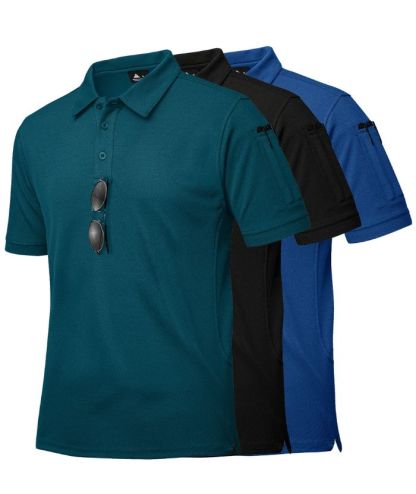 3 Pack Men's Button Up Dri Fit Sports Polo Shirt-CZUHE00101