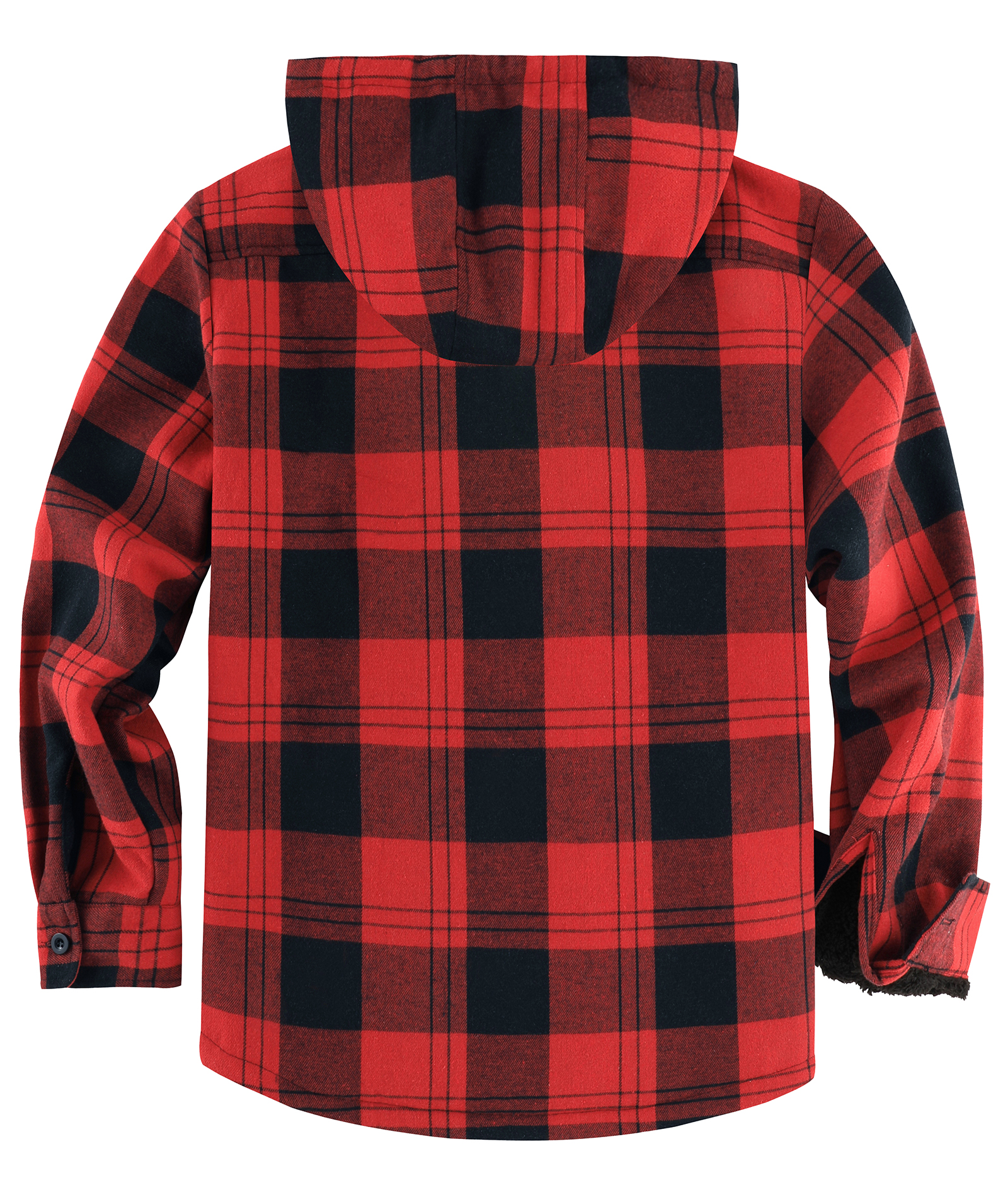 ZITY Men's Autumn Winter Plaid Thick Sherpa Line Hoodie-CUMJA05731
