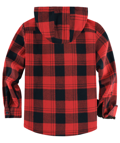 ZITY Men's Autumn Winter Plaid Thick Sherpa Line Hoodie-CUMJA05731