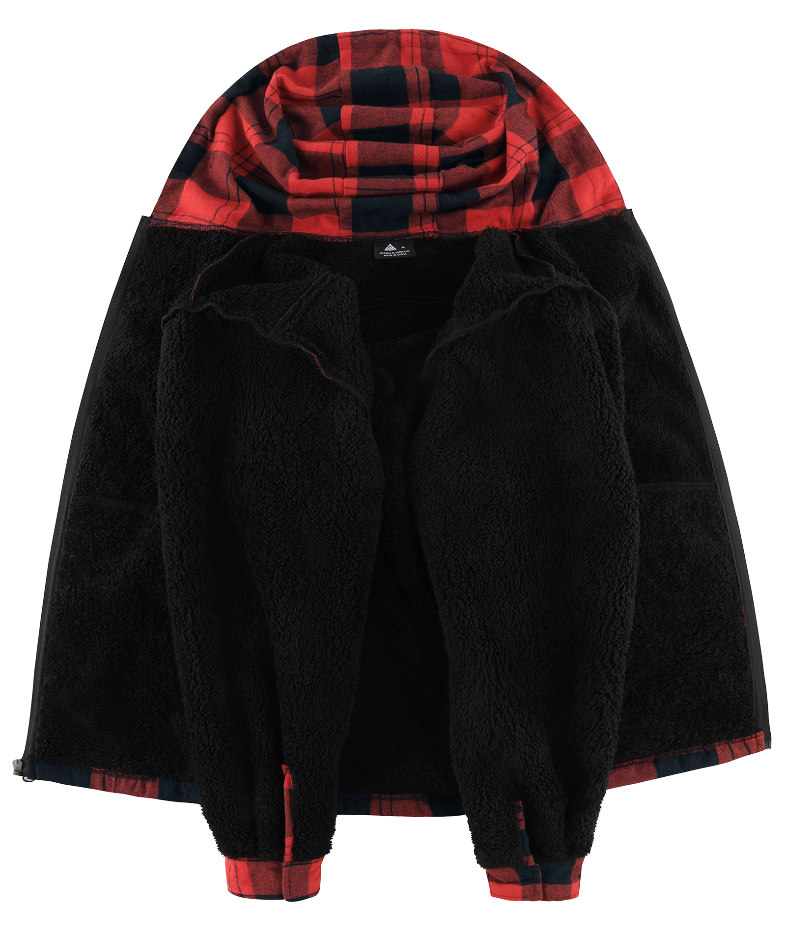 ZITY Men's Autumn Winter Plaid Thick Sherpa Line Hoodie-CUMJA05731